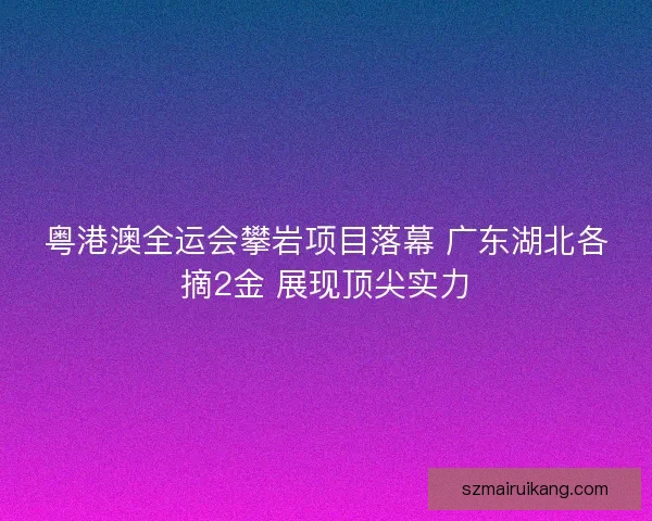 粤港澳全运会攀岩项目落幕 广东湖北各摘2金 展现顶尖实力