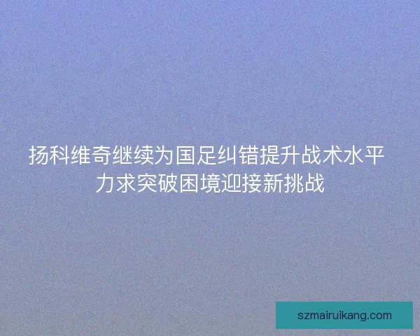 扬科维奇继续为国足纠错提升战术水平 力求突破困境迎接新挑战